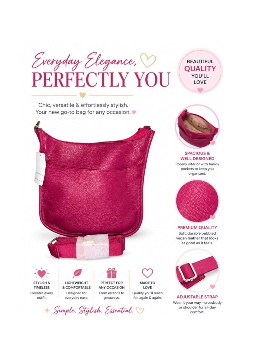 BEAUTIFUL FAUX LEATHER RED WINE CROSSBODY  BAG